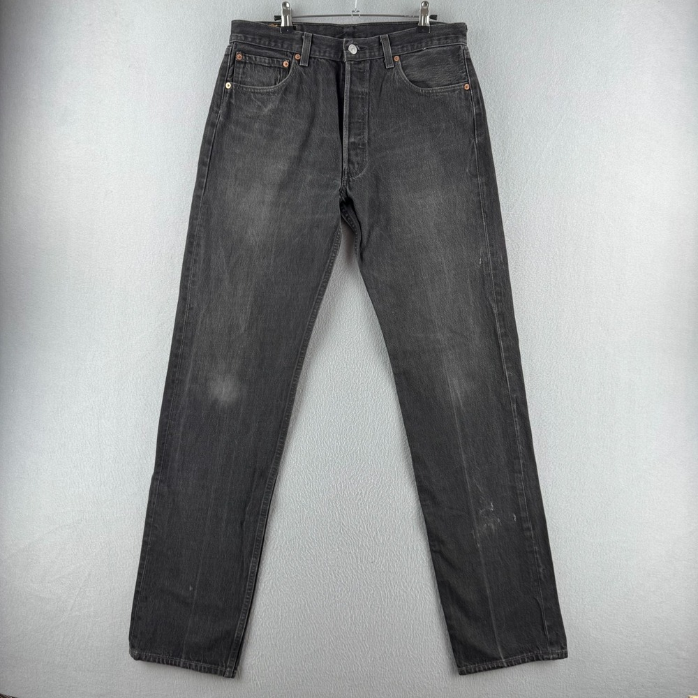 Vintage Levis Jeans Mens 34x36 (Fits 33x35) Black 501 Straight 90s Made in USA